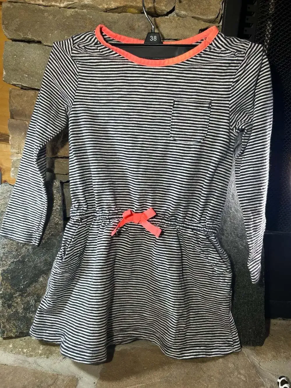 Osh Kosh Dress black or blue striped & white size 4T cotton
